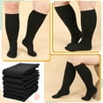 thumbnail image 5 of Hengguang 6 Pairs Plus Size Compression Socks for Women Men, Extra Wide Calf 20-30 mmHg 14.8 Inches, Solid Black Swelling Comfort Socks, 5 of 8