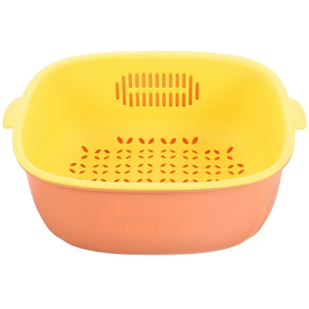 

FRCOLOR 1Pc Double Layer Drain Basket Kitchen Hollow Fruit Basket Wash Basket (Pink Yellow)