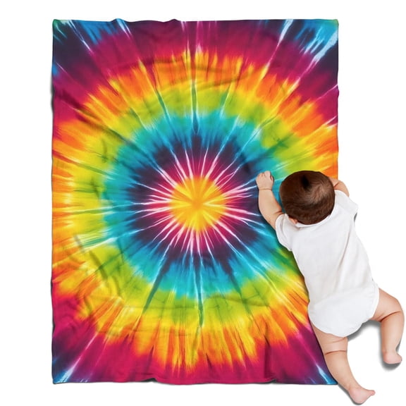 Colorful Rainbow Tie Dye Spiral Pattern Blanket,Comfortable Soft Flannel Throw Blanket,All Season,Warm Lightweight Blankets for Sofa Bed Couch Living Room Chair,30"x40"
