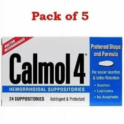 Calmol 4 Hemorrhoidal Suppositories Astringent & Protectant, 24Ct, 5-Pack