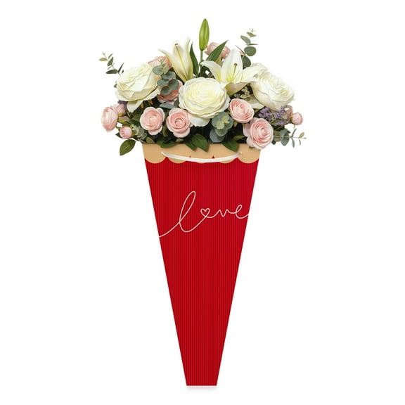 American Greetings 16 in. Valentine's Day Floral Bouquet Gift Bag, Red Love (1-Count)