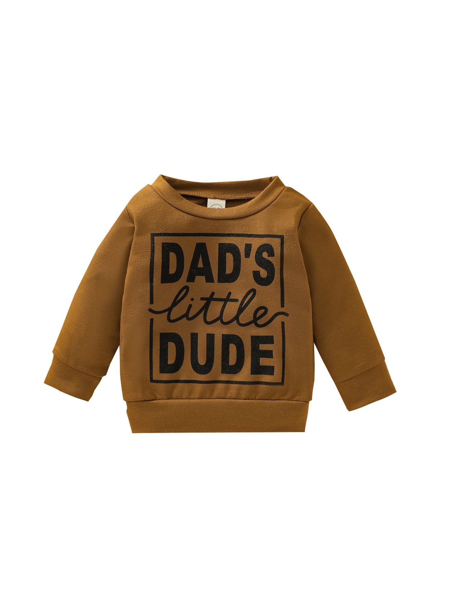 Newborn Baby Boy Long Sleeve Sweatshirt Pullover Dad's Little Dude Shirt Tops Infant Fall Winter Blouse Clothes 