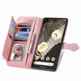 thumbnail image 6 of SaniMore Case for Google Pixel 7 Pro 6.7" 2022, PU Leather Zipper Wallet Detachable Lanyard Retro Embossed Flower Crad Slots Flip Kickstand Full Body Protective Drop-proof Case, Pink, 6 of 10