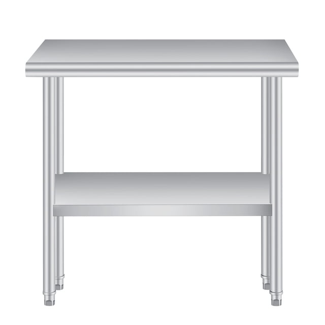 Table de Préparation de Cuisine Extérieure en Acier Inoxydable Robuste – Table de Travail Commerciale 30x60 Pouces avec Tablette Inférieure Réglable, Dosseret, Roulettes Verrouillables, Nettoyage Facile, Certifiée NSF – pour Restaurant, Patio
