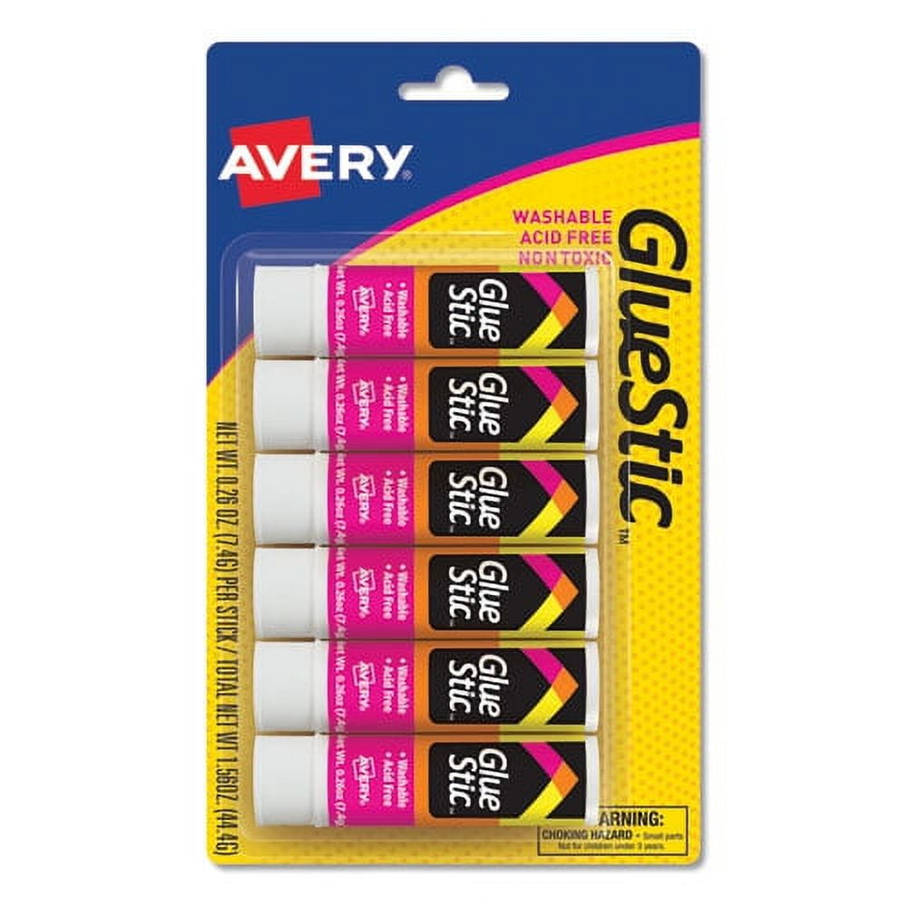 Permanent Glue Stic Value Pack, 0.26 Oz, Applies White, Dries Clear, 6/pack | Bundle of 5 Packs