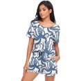 thumbnail image 1 of Womens Pajama Sets Short Sleeve Sleepwear with Pockets,Multicoloured01 Blue Octopus, 1 of 5