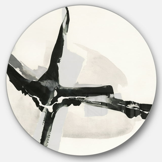 Designart 'Abstract Neutral I' Art Mural Géométrique en Métal - Disque de 36