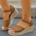 thumbnail image 4 of Woman Summer Sandals Open Toe Buckle Ankle Strap Espadrilles Platform Shoes for Casual, 4 of 5