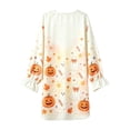thumbnail image 5 of ZHOGXU Casual Halloween Themed Long Sleeve O Neck Robe Pumpkin Printed Ruffle Sleeve Kids Girls Loungewear Bedtime Comfortable, 5 of 5