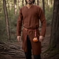 thumbnail image 2 of Renaissance Shirt Men Long Sleeve V Neck Cotton Linen Pirate Viking Retro Tunic Shirts Gothic Victorian Shirt, 2 of 8