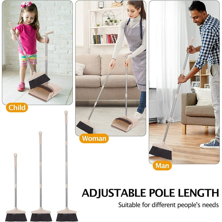 XXXFLOWER Tall Office Broom and Dustpan Combo Set, Heavy Duty