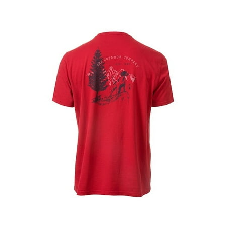 - Coleman Mens Size Large Short Sleeve Chest Pocket Garment-Dyed Tee, Red