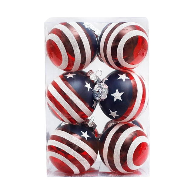 Juego de 12 bolas para el día de la independencia de 8 cm, colgante de árbol de Navidad, bolas decor Tomshoo Tipo 2