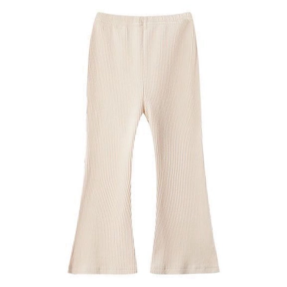 SonxaHe Toddler Girl's Pants Spring Summer Stretch Waist Flare Leg Pants Breathable Soft Outdoor Leggings White,Size 6 M-9 Y