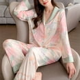 thumbnail image 1 of Pijama de seda Lce para mujer, pantalones de manga larga de otoño, cuadros de seda artificial fina, 1 of 6