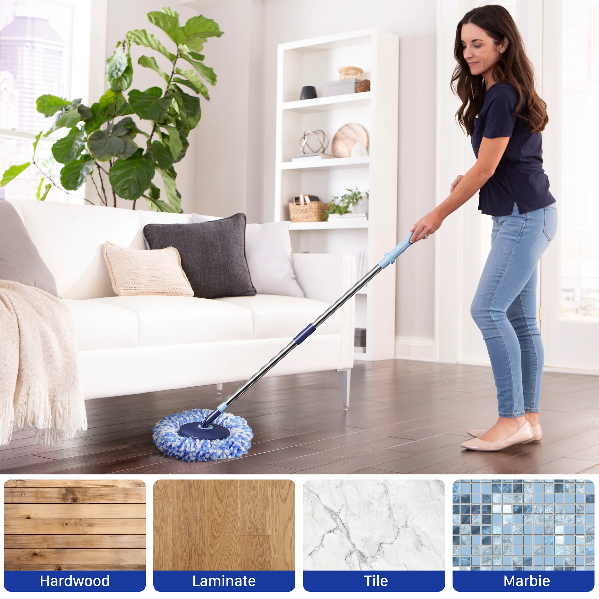 MYSPRI Spin Mop and Bucket Set with 4 Mop Pads photo 7