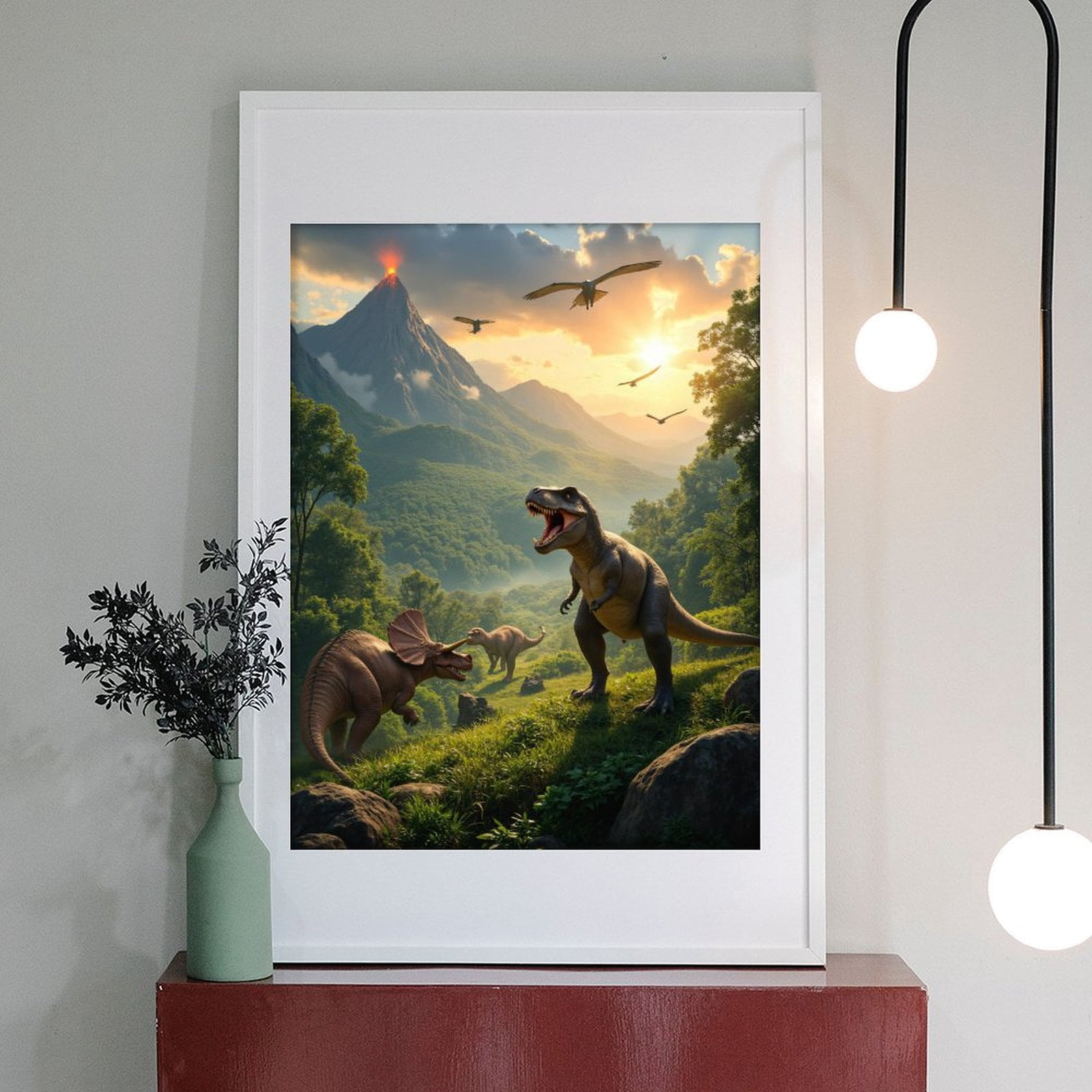 Diamond Art Kit for Adults, Volcanic Dinosaurs Landscape Diamond Painting for Adults Beginners, DIY Diamond Art Painting Kits, 5D Diamond Painting Crafts for Home Decor 12x16 Frameless