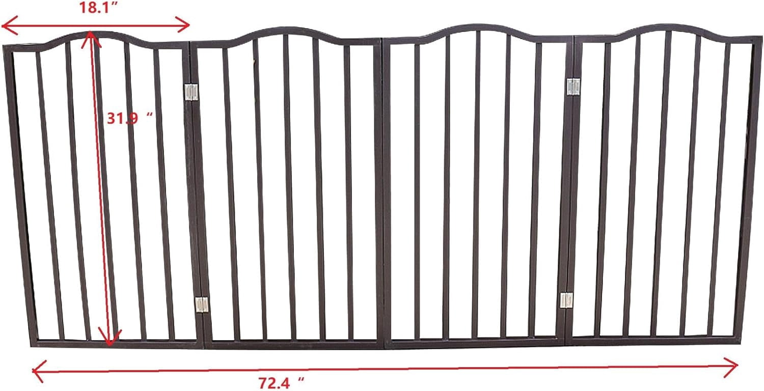 Pet Gate for Doorways Stairs and House Freestanding Folding Wooden Dog Gate Arc Design Brown