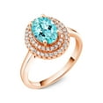 thumbnail image 2 of Gem Stone King 18K Rose Gold Plated Silver Oval Blue Apatite Halo Engagement Ring for Women (2.40 Cttw, Gemstone Birthstone, Oval 8X6MM, Size 9), 2 of 4
