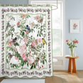 thumbnail image 4 of Shower Curtain Spring Pink Flower Green Leaves Shower Curtains for Bathroom Decor, Waterproof Polyester Shower Curtain Set with Hooks, Extra Long 72" x 96" Bird Branches, 4 of 9