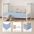 thumbnail image 4 of Mère & Moi: Muslin Fitted Crib Sheets: 2 Pack - Light Blue & Cream - 28x52", 100% Cotton, OEKO-TEX, Soft & Breathable, Baby & Toddler Mattress Bedding, 4 of 10