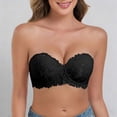 thumbnail image 2 of WCJM Bra Women Seamless Bandeau Bra Strapless Lace Wireless Padded Tube Top Bralette(Black,2XL), 2 of 5