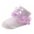 thumbnail image 2 of Alvage 1PC Baby Girls Sock Children Princess Bowknot Lace Flowers Short Socks Cotton Ruffle Frilly Trim Ankle Socks 0-6 Month Toddlers Infants Cotton Ankle Socks Princess Bowknots Socks Baby Socks, 2 of 6