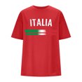 thumbnail image 3 of Women's European Cup Italian Casual Letter Print Round Neck Short Sleeved Oversized Loose T Shirt Top Workout Tops for Women Loose Fit Polyester Womens Shirt Womens Neck Tops Long Sleeve Shirt, 3 of 3