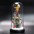 thumbnail image 3 of Happy Date Mini Christmas Tree Gift Glass Dome Display on Wood Base, Christmas Tree Desktop Ornament includes LED Lights, Christmas Table Decor, Winter Crafts, 3 of 9