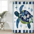 thumbnail image 2 of Small Stall Shower Curtain 48x72 Inch Narrow Half Size Coastal Turtle Bath Curtains Bathroom Decor Summer Beach Starfish Nautical Blue Teal Waterproof Fabric Shower Curtain Set with Hooks 48 Inch, 2 of 6