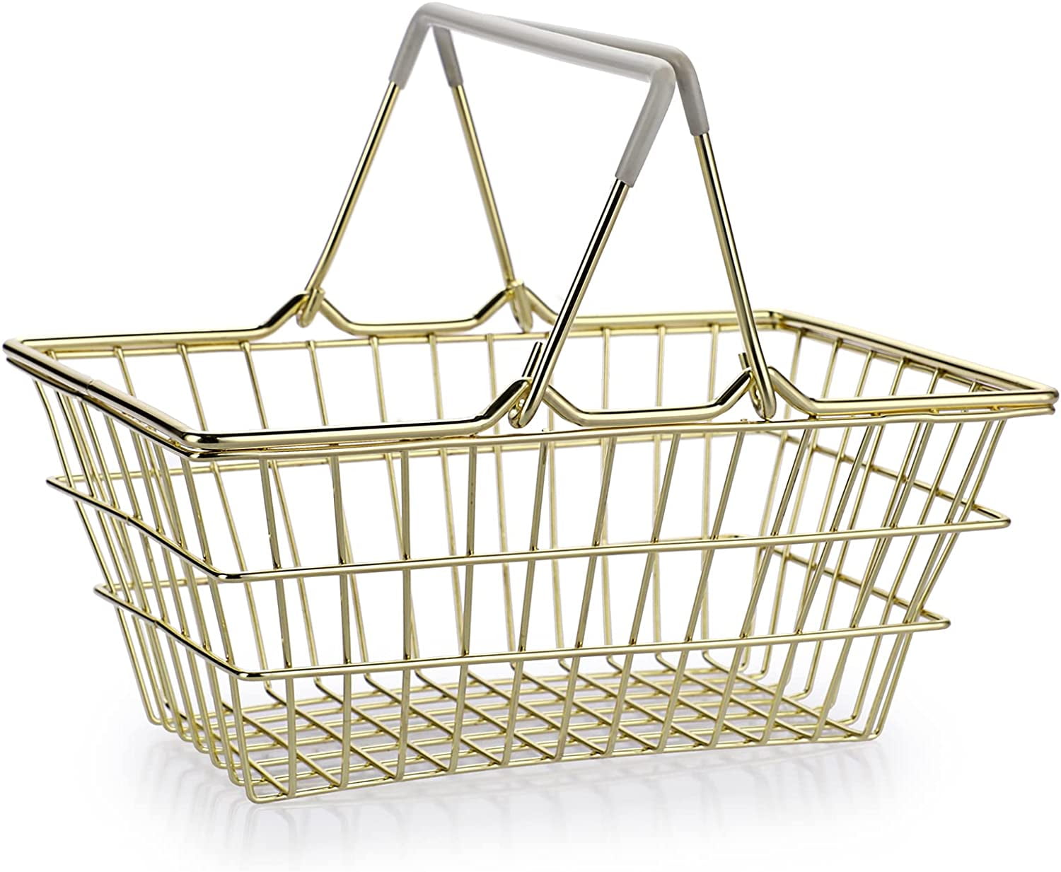 Gold Metal Wire Coffee Pod Holder, Small Shopping Basket with Handle