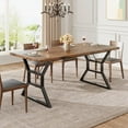 thumbnail image 2 of 70" Dining Table for 6-8 People,Rectangular Kitchen Table with Metal Legs,Farmhouse Wooden Dining Table for Dining Room, Kitchen, 2 of 6