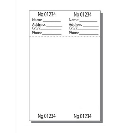 Print-Ready Numbered Ticket Sheets, 4-1/4" x 6-1/2", 2 Tickets Per Sheet, Perfed Stubs, Consec Numbers & Info Lines, Ticket Size: 2-1/8" x 6-1/2" on White 67lb Vellum - 250 Sheets (500 Tickets)