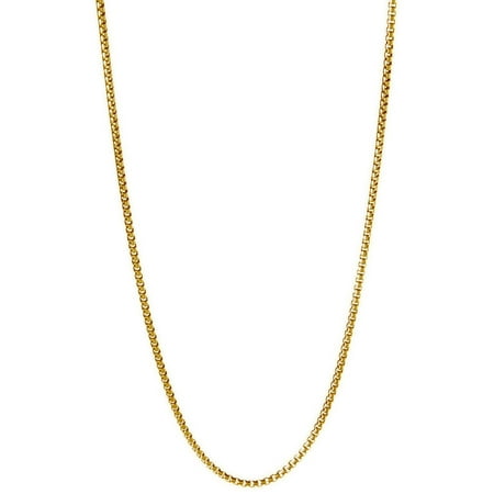 18kt Gold-Plated Sterling Silver 1.8mm Round Box Chain Men's Necklace, 24