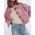 thumbnail image 5 of PRETTYGARDEN Women's Faux Suede Cropped Jacket Casual Fall Fashion Button Down Winter Coats Outerwear Trendy Clothes, 5 of 9