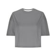 thumbnail image 6 of Tungbrin Women's Summer Crop Tops Half Sleeve Drop Shoulder Round Neck T-Shirts Solid Color Loose Comfy Casual Blouse, 6 of 7