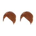 thumbnail image 4 of Turbante musulmán Minnieouse Hijabs Gorras sólidos Gorro Estiramiento Plisado Café 2piezas, 4 of 5