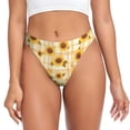 thumbnail image 1 of Balery Coffee Plaid Sunflower Tangas de Algodón para Mujer con Estampado – Ropa Interior Sexy, Transpirable, G-string-X-Large, 1 of 6