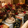 thumbnail image 6 of Black Yellow Christmas Balls Dresser Scarf Farmhouse, Dining Table Decorations for Wedding/Parties, Xmas Snowflake Table Runner 72 Inches Long for Kitchen Dining, 13 x 72 In, 6 of 9