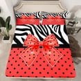 thumbnail image 2 of Homewish Kawaii Red Bow Knot Boy Girl 4pcs Bed Sheets,Polka Dots King Sheets,Animal Zebra Print Super Cozy Sheet Set,Super Cozy Room Decor, 2 of 7
