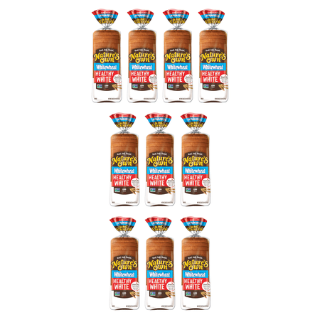 Nature's Own WhiteWheat Healthy White Bread, Sliced White Bread Loaf, 20 oz, (Pack of 10)
