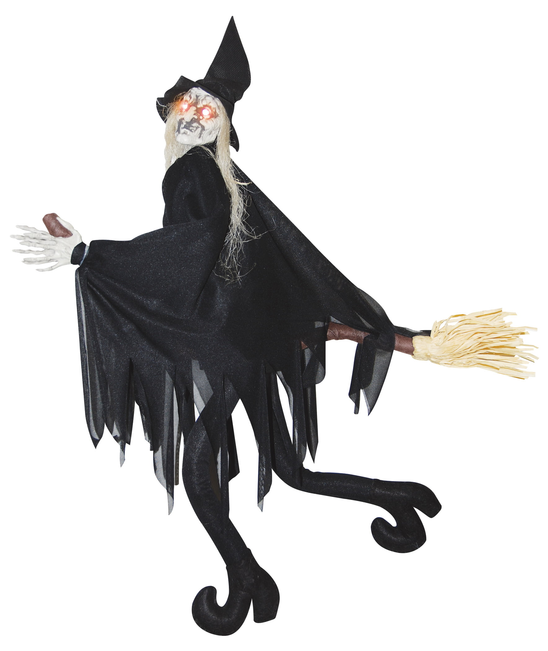 Haunted Witchs Broom with Ghost Sounds Animated Halloween Decoration 26 Inch