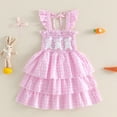 thumbnail image 2 of Tisuna Pink Toddler Easter Summer Dress Bunny Plaid Print Sleeveless Suspender Dresses Fashion Stylish Girls Festival Birthday Party Dress Size 6-12 Monthss, 2 of 6