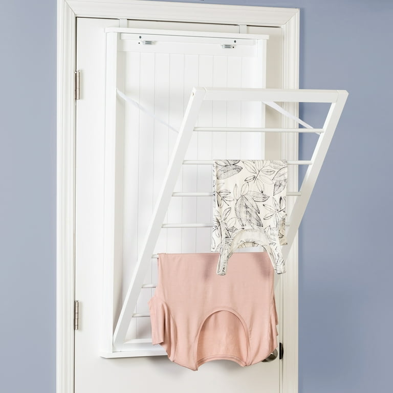 Gray Over-the-Door or Wall Mount 2-Tier Folding Drying Rack