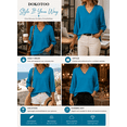 thumbnail image 4 of DOKOTOO Blouses for Women Dressy Casual Ruched V Neck Smocked Tops 3/4 Sleeve Loose Fit Shirts, 4 of 10