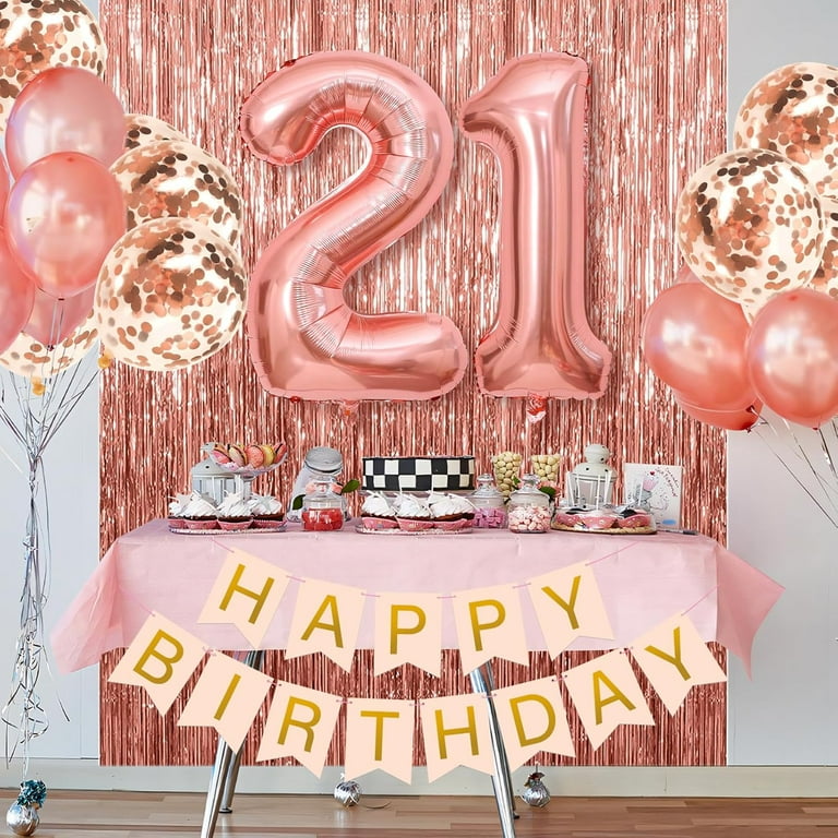 Happy Greetings 21st Birthday Decorations, Rose Gold Party Set with Number 21 Balloon and Banners - Walmart.com Happy Greetings 21st Birthday Decorations, Rose Gold Party Set with Number 21 Balloon and Banners - Walmart.com