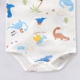 thumbnail image 3 of CAICJ98 Baby Boy Summer Clothes Sleeveless Embroidery Fishing Gingham Romper Jumpsuit Retro Smocked Shortall Baby Outfits Boy (Light Blue,12-18 Months), 3 of 4