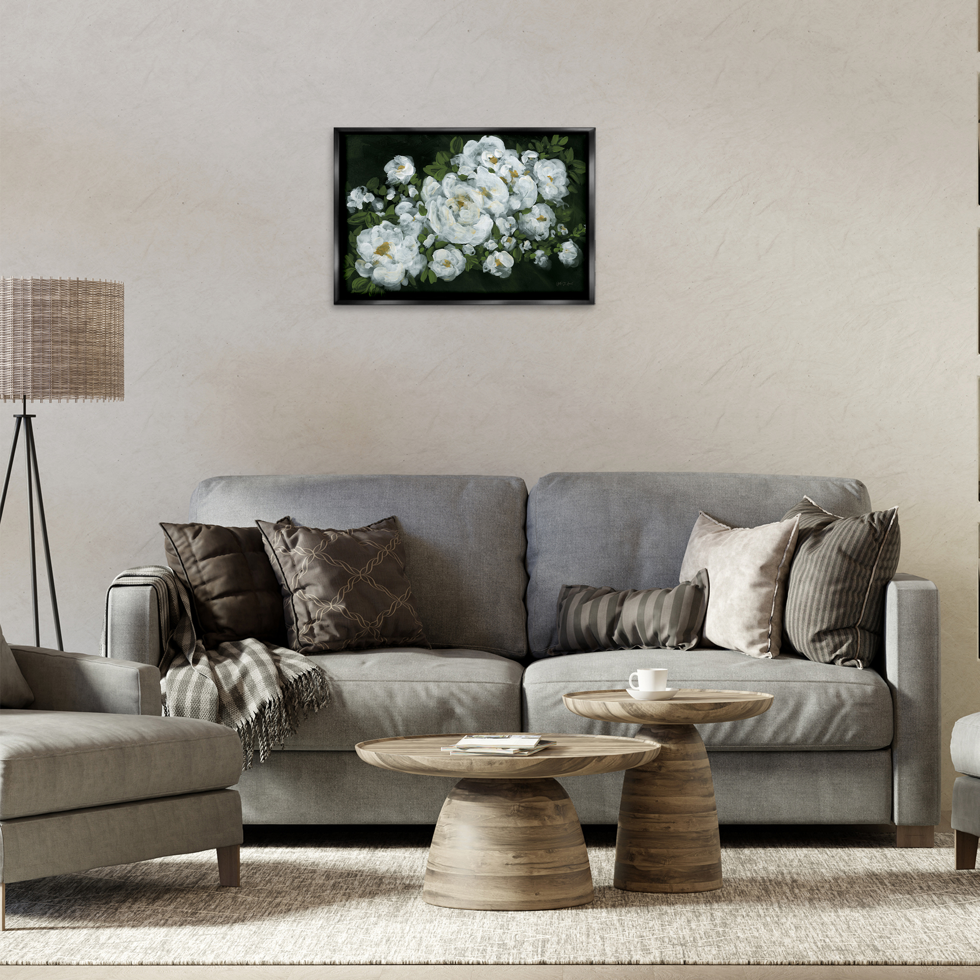 Stupell Industries Midnight Blooming Roses Botanical & Floral Painting Black Floater Framed Art Print Wall Art, 25 x 17