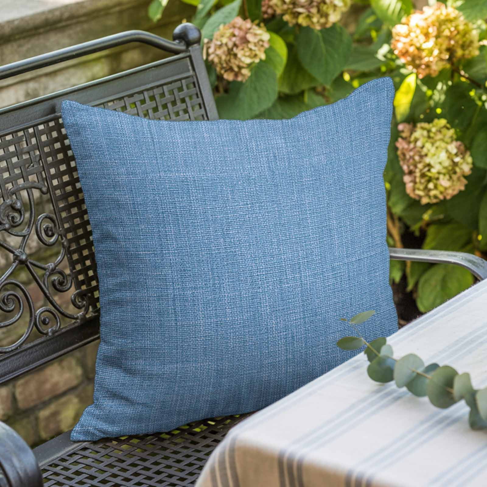 Blue Pillow Covers 16x16 Inch, Farmhouse Burlap Solid Blue Color Modern Linen Texture Linen Pillowcase with Invisible Zipper, Decorative Throw Pillow Covers Cushion Case for Couch Sofa Bed
