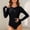 Black, variant on Women's UPF 50+ UV Sun Protection Zipper Rash Guard Long Sleeve One Piece Swimsuit Color Block Swimwear Tummy Control One Piece Bathing Suit